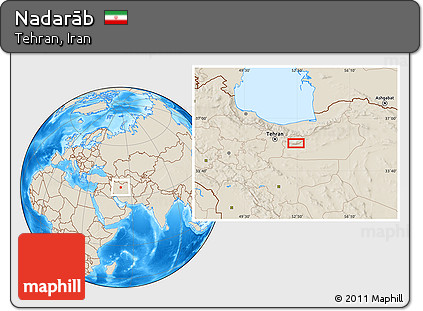 Shaded Relief Location Map of Nadarāb