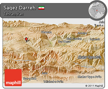 Satellite Panoramic Map of Saqez Darreh