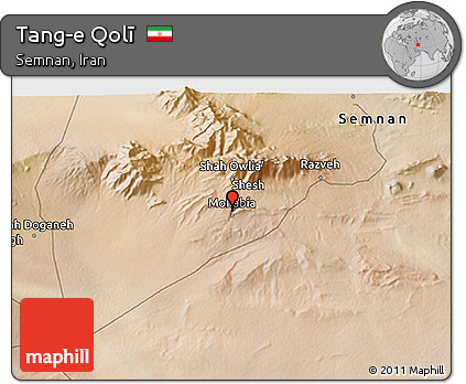 Satellite 3D Map of Tang-e Qolī