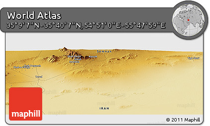 Physical Panoramic Map of the Area around 35° 24' 37" N, 55° 19' 30" E