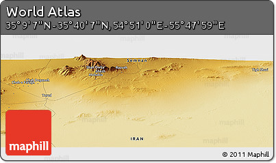 Physical Panoramic Map of the Area around 35° 24' 37" N, 55° 19' 30" E