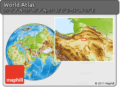 Physical Location Map of the Area around 35° 24' 37" N, 56° 10' 29" E