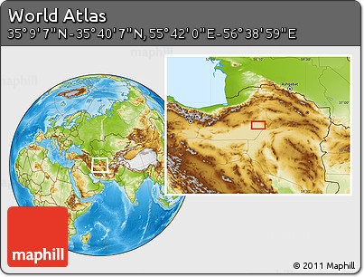 Physical Location Map of the Area around 35° 24' 37" N, 56° 10' 29" E