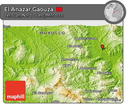 Physical 3D Map of El Anazar Gaouza