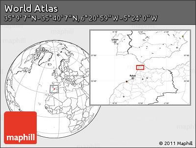 Blank Location Map of the Area around 35° 24' 37" N, 5° 52' 30" W