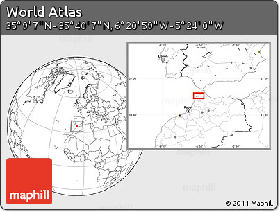 Blank Location Map of the Area around 35° 24' 37" N, 5° 52' 30" W