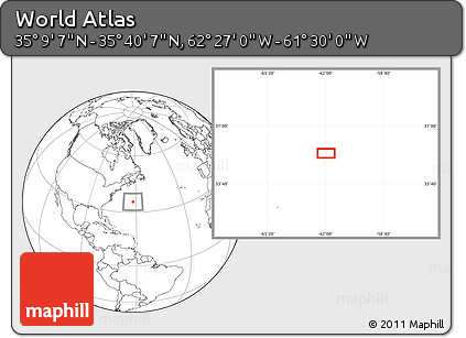 Blank Location Map of the Area around 35° 24' 37" N, 61° 58' 30" W