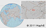 Gray Location Map of Bandar-e `Abd ol Bāqī (3), hill shading