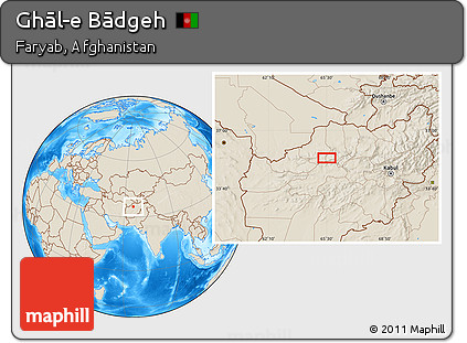 Shaded Relief Location Map of Ghāl-e Bādgeh