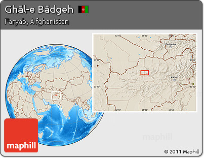 Shaded Relief Location Map of Ghāl-e Bādgeh
