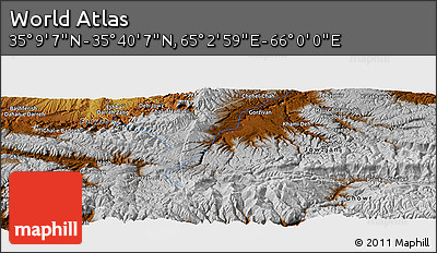 Physical Panoramic Map of the Area around 35° 24' 37" N, 65° 31' 30" E