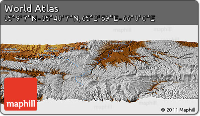 Physical Panoramic Map of the Area around 35° 24' 37" N, 65° 31' 30" E
