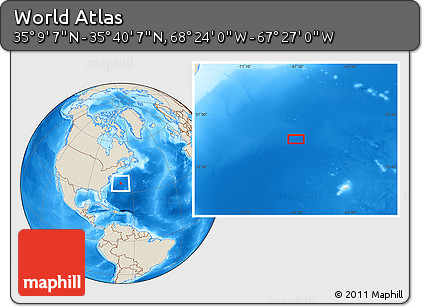 Shaded Relief Location Map of the Area around 35° 24' 37" N, 67° 55' 30" W