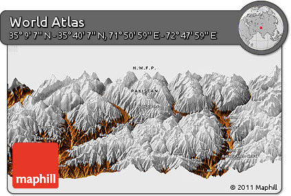 Physical Panoramic Map of the Area around 35° 24' 37" N, 72° 19' 29" E