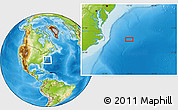Physical Location Map of the area around 35° 24' 37" N, 72° 10' 30" W