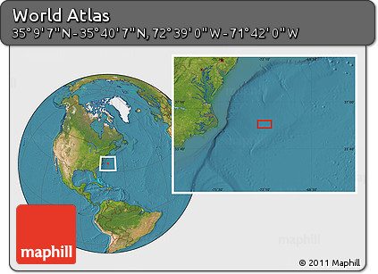 Satellite Location Map of the Area around 35° 24' 37" N, 72° 10' 30" W