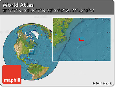 Satellite Location Map of the Area around 35° 24' 37" N, 72° 10' 30" W