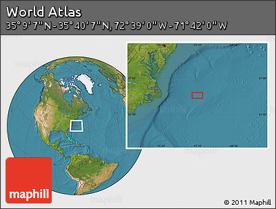 Satellite Location Map of the Area around 35° 24' 37" N, 72° 10' 30" W