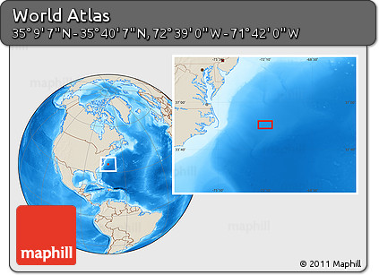 Shaded Relief Location Map of the Area around 35° 24' 37" N, 72° 10' 30" W