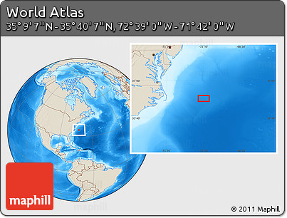 Shaded Relief Location Map of the Area around 35° 24' 37" N, 72° 10' 30" W