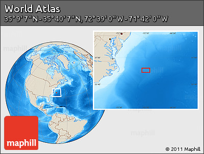 Shaded Relief Location Map of the Area around 35° 24' 37" N, 72° 10' 30" W