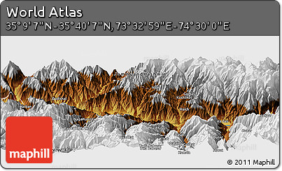 Physical Panoramic Map of the Area around 35° 24' 37" N, 74° 1' 30" E