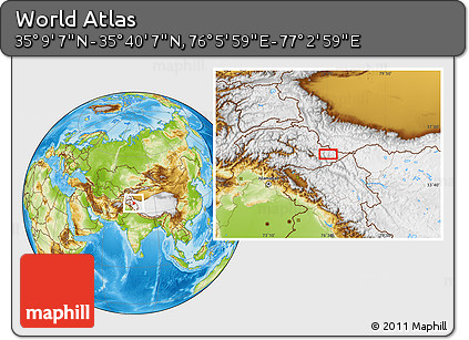 Physical Location Map of the Area around 35° 24' 37" N, 76° 34' 29" E