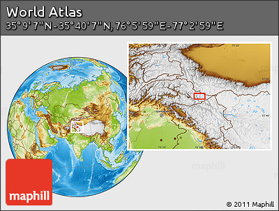 Physical Location Map of the Area around 35° 24' 37" N, 76° 34' 29" E