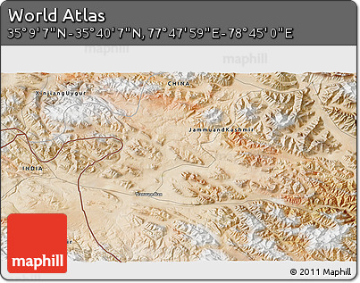 Satellite 3D Map of the Area around 35° 24' 37" N, 78° 16' 30" E