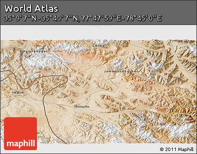 Satellite 3D Map of the Area around 35° 24' 37" N, 78° 16' 30" E