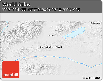 Physical 3D Map of the Area around 35° 24' 37" N, 82° 31' 30" E