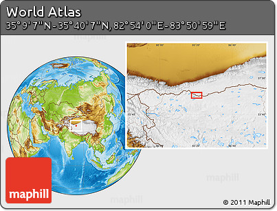 Physical Location Map of the Area around 35° 24' 37" N, 83° 22' 30" E