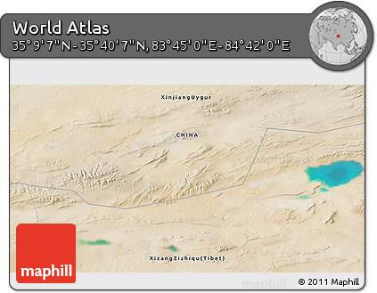 Satellite 3D Map of the Area around 35° 24' 37" N, 84° 13' 29" E