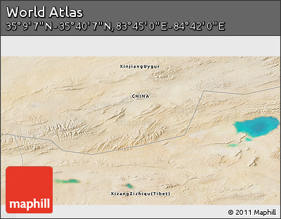 Satellite 3D Map of the Area around 35° 24' 37" N, 84° 13' 29" E