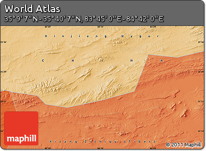 Political Map of the Area around 35° 24' 37" N, 84° 13' 29" E