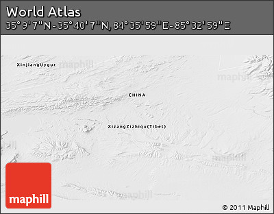 Physical 3D Map of the Area around 35° 24' 37" N, 85° 4' 29" E