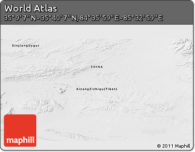 Physical 3D Map of the Area around 35° 24' 37" N, 85° 4' 29" E