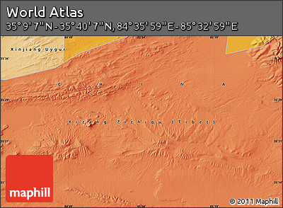 Political Map of the Area around 35° 24' 37" N, 85° 4' 29" E