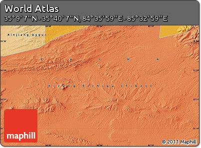 Political Map of the Area around 35° 24' 37" N, 85° 4' 29" E