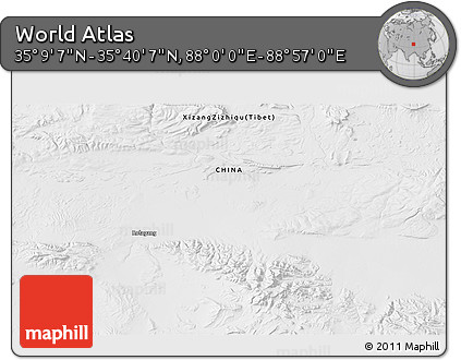 Physical 3D Map of the Area around 35° 24' 37" N, 88° 28' 29" E