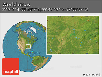 Satellite Location Map of the Area around 35° 24' 37" N, 88° 19' 29" W