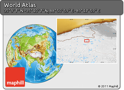Physical Location Map of the Area around 35° 24' 37" N, 89° 19' 29" E