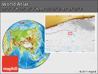 Physical Location Map of the Area around 35° 24' 37" N, 89° 19' 29" E