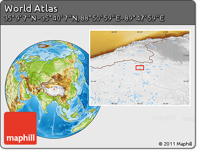 Physical Location Map of the Area around 35° 24' 37" N, 89° 19' 29" E