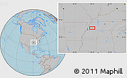 Gray Location Map of the area around 35° 24' 37" N, 89° 10' 30" W, hill shading