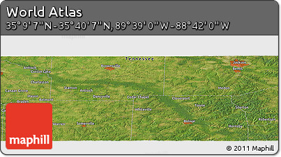 Satellite Panoramic Map of the Area around 35° 24' 37" N, 89° 10' 30" W