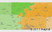Political 3D Map of the area around 35° 24' 37" N, 90° 1' 30" W