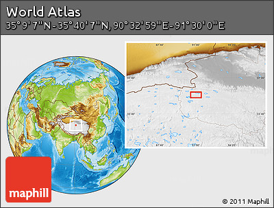 Physical Location Map of the Area around 35° 24' 37" N, 91° 1' 30" E