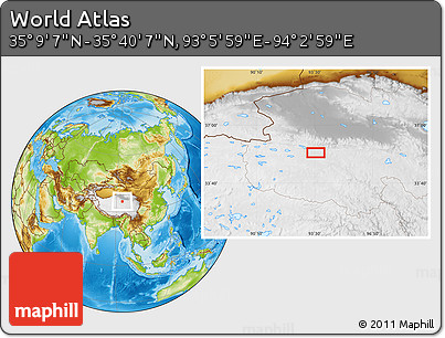 Physical Location Map of the Area around 35° 24' 37" N, 93° 34' 29" E