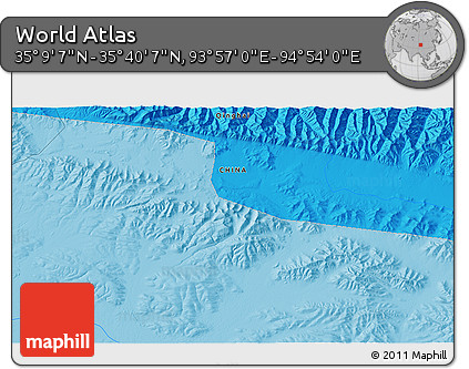 Political 3D Map of the Area around 35° 24' 37" N, 94° 25' 30" E